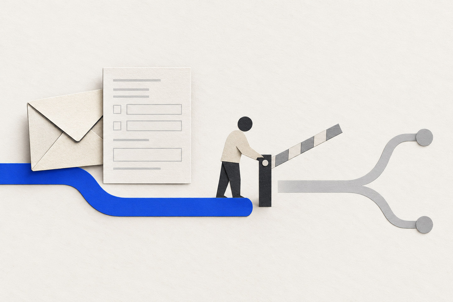 Editorial illustration of a permissions check for automated emails and forms